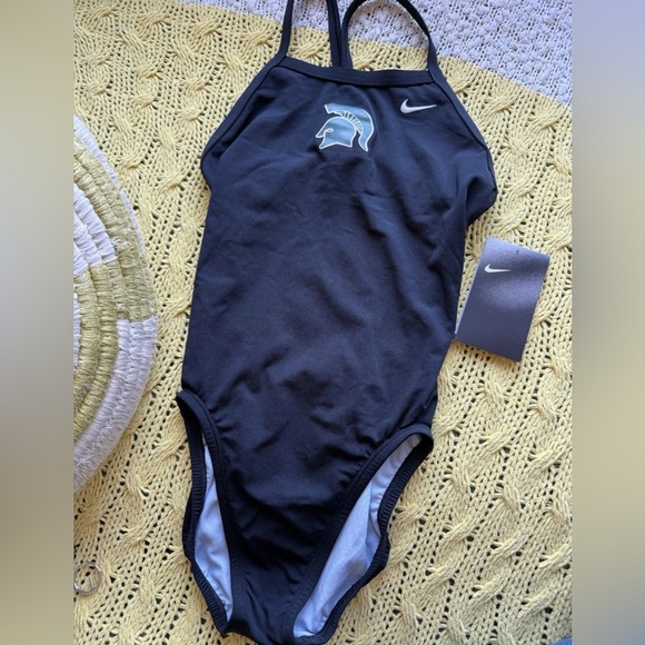 Nike Other - Nike Swim MSU Black One-Piece Swimsuit with Spartan Helmet Youth Size 10